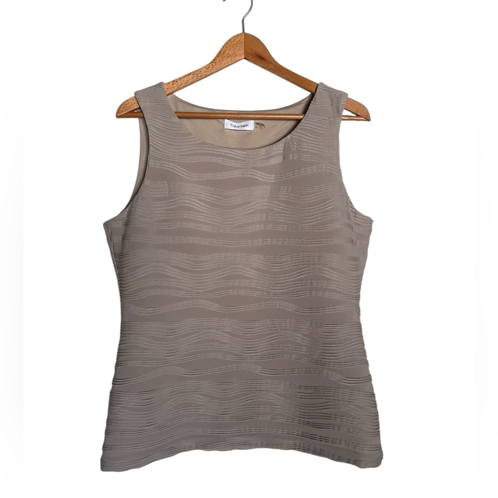 Calvin Klein Women’s Sleeveless Taupe/Khaki Top - Size Large